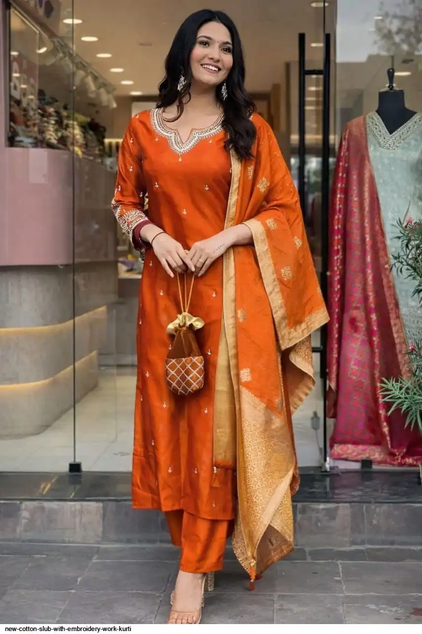 NEW COTTON SLUB WITH EMBROIDERY WORK KURTI 5