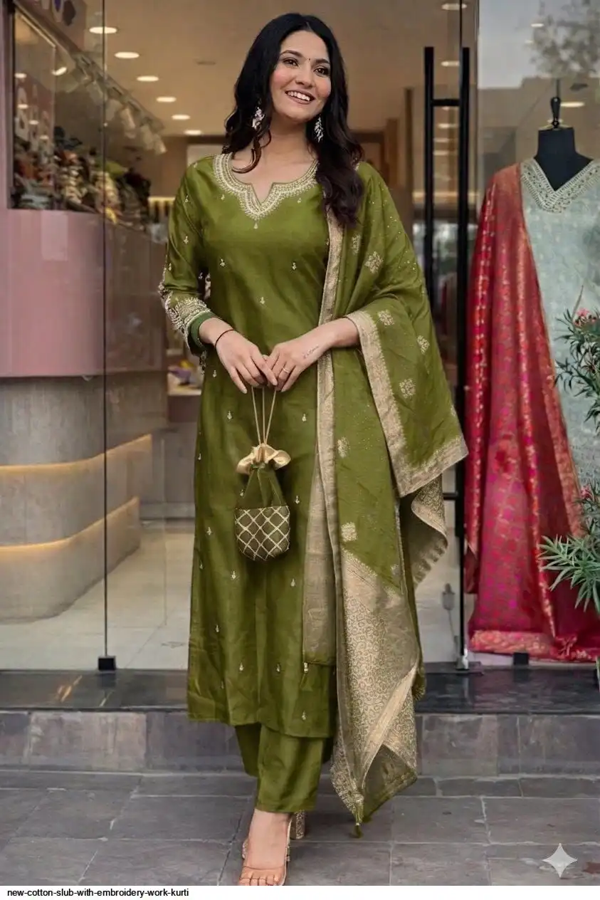 NEW COTTON SLUB WITH EMBROIDERY WORK KURTI 7