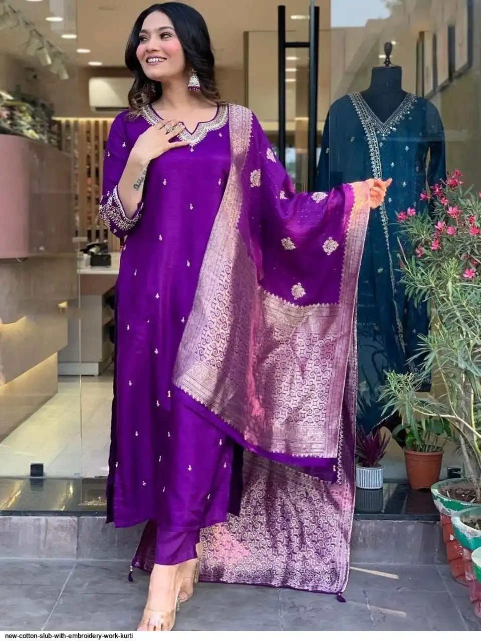 NEW COTTON SLUB WITH EMBROIDERY WORK KURTI 8