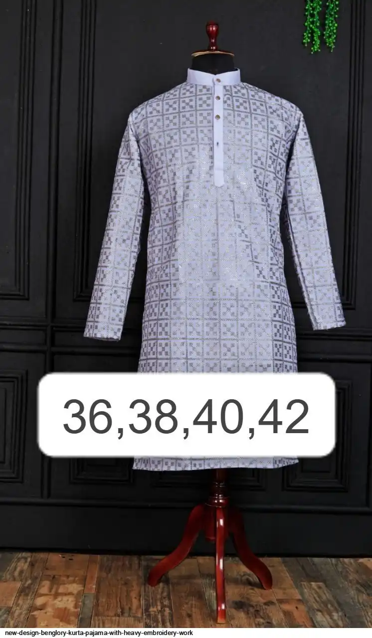 NEW DESIGN BENGLORY KURTA PAJAMA WITH HEAVY EMBROIDERY WORK B