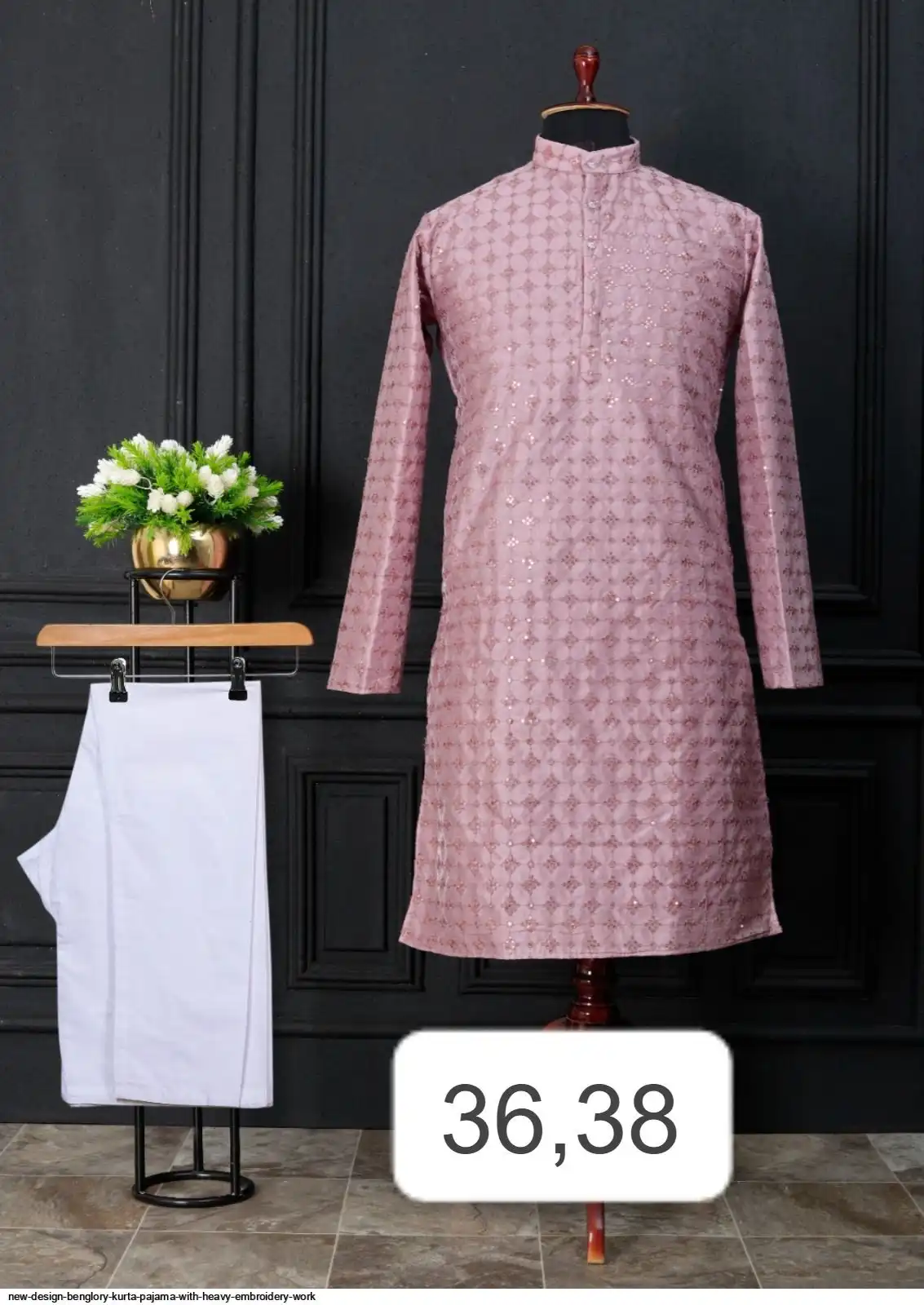 NEW DESIGN BENGLORY KURTA PAJAMA WITH HEAVY EMBROIDERY WORK A