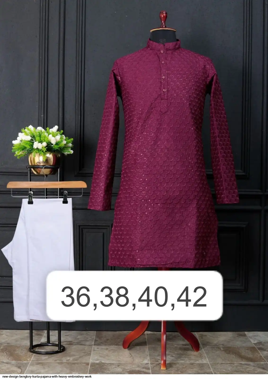 NEW DESIGN BENGLORY KURTA PAJAMA WITH HEAVY EMBROIDERY WORK C