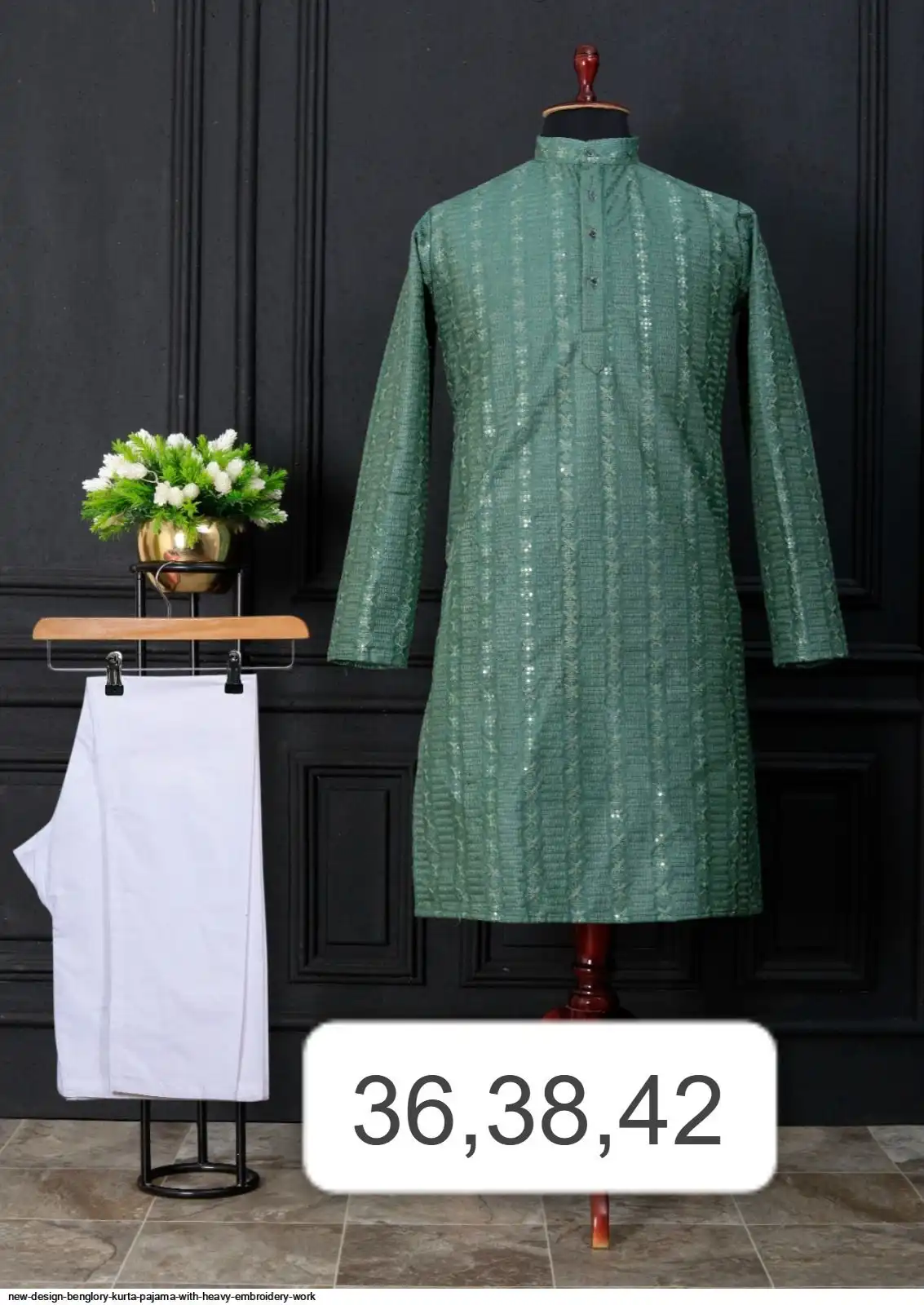 NEW DESIGN BENGLORY KURTA PAJAMA WITH HEAVY EMBROIDERY WORK K