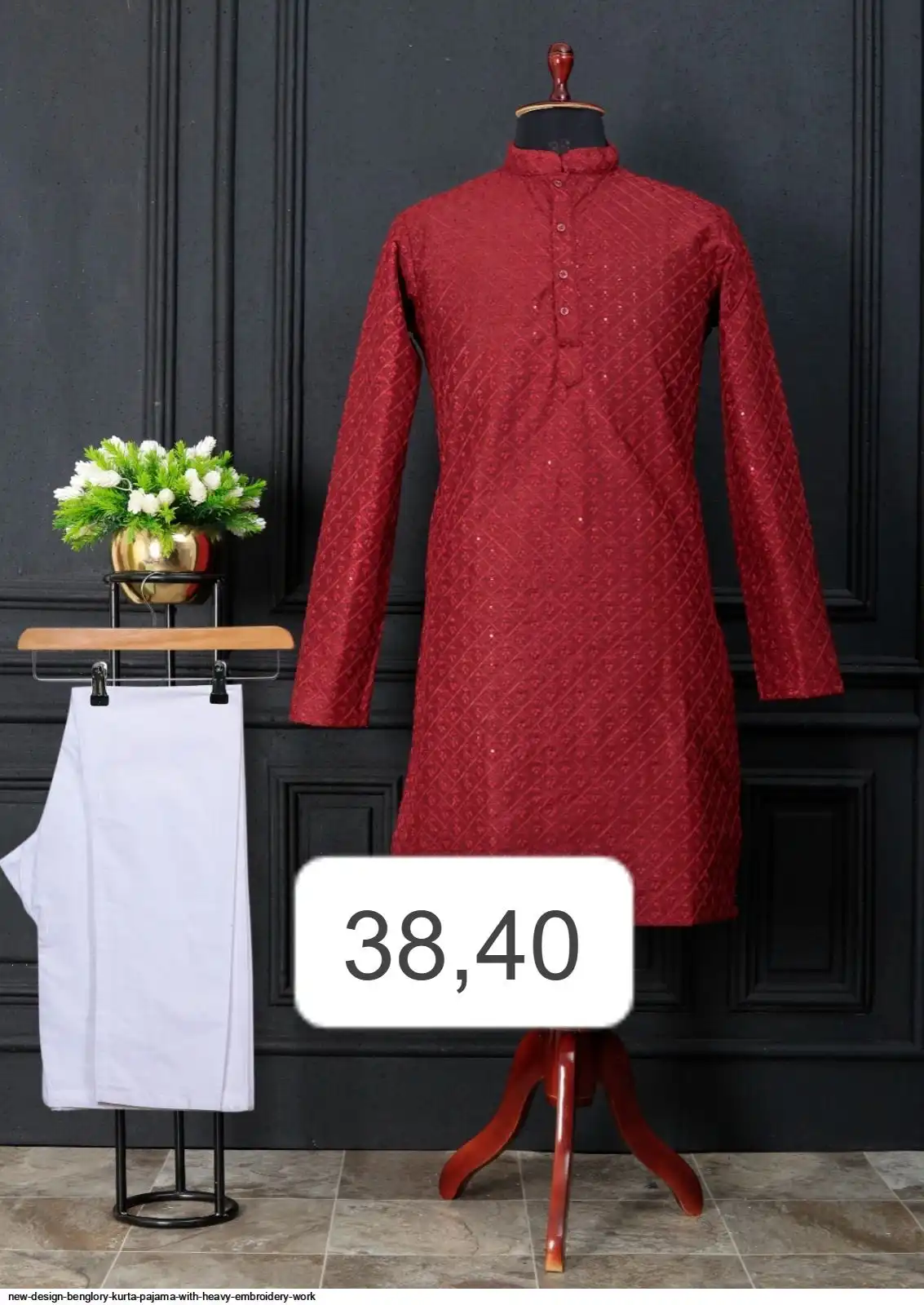 NEW DESIGN BENGLORY KURTA PAJAMA WITH HEAVY EMBROIDERY WORK M
