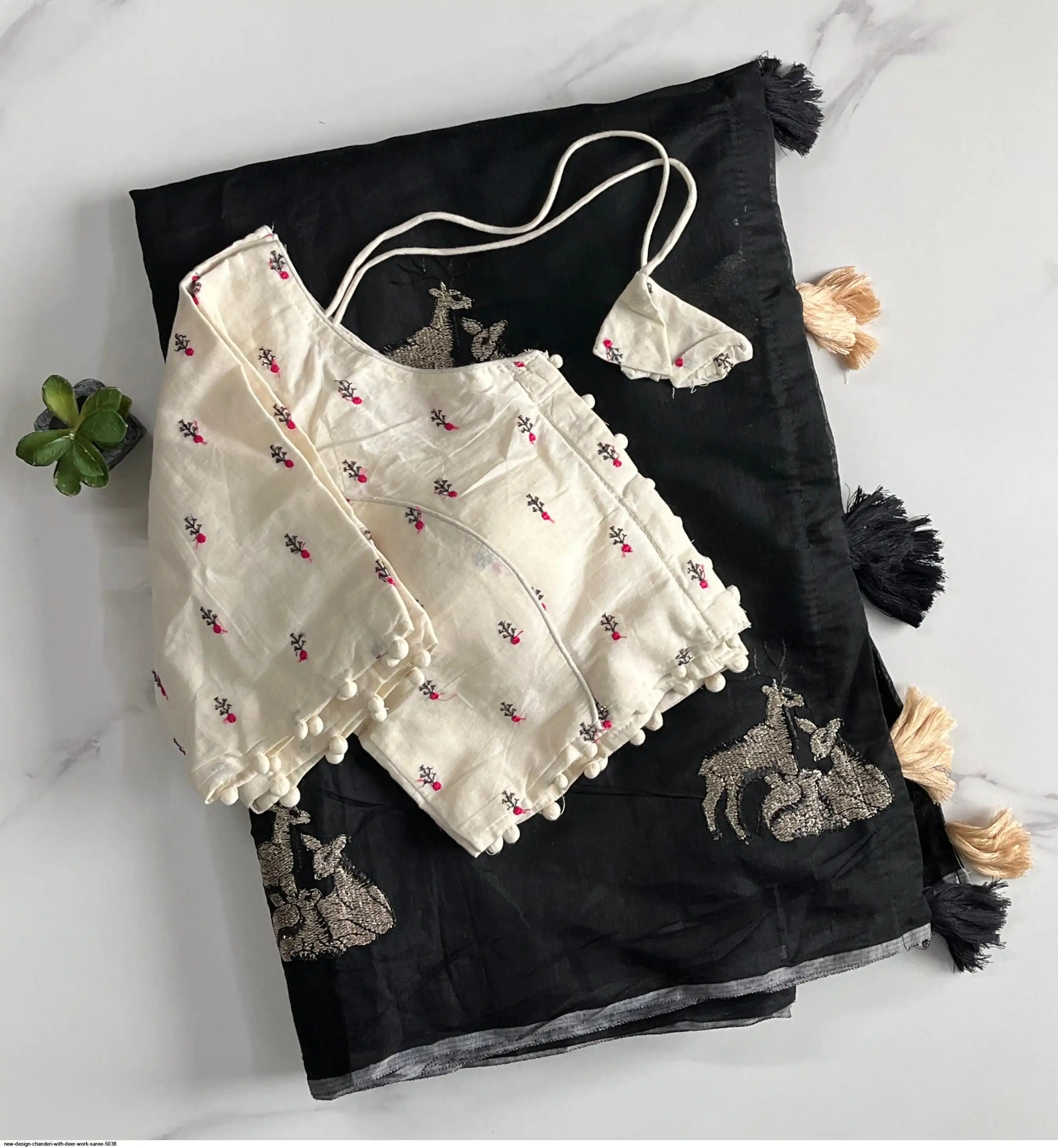 NEW DESIGN CHANDERI WITH DEER WORK SAREE 5038 B