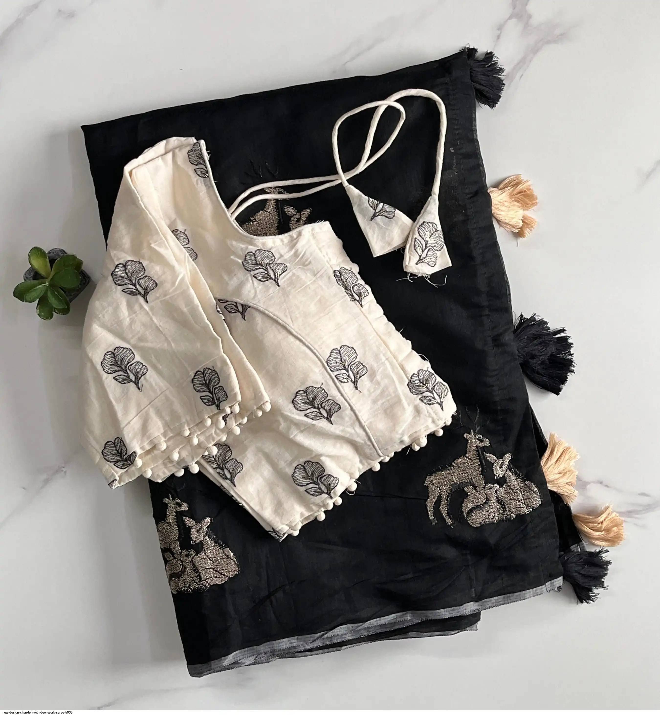 NEW DESIGN CHANDERI WITH DEER WORK SAREE 5038 G