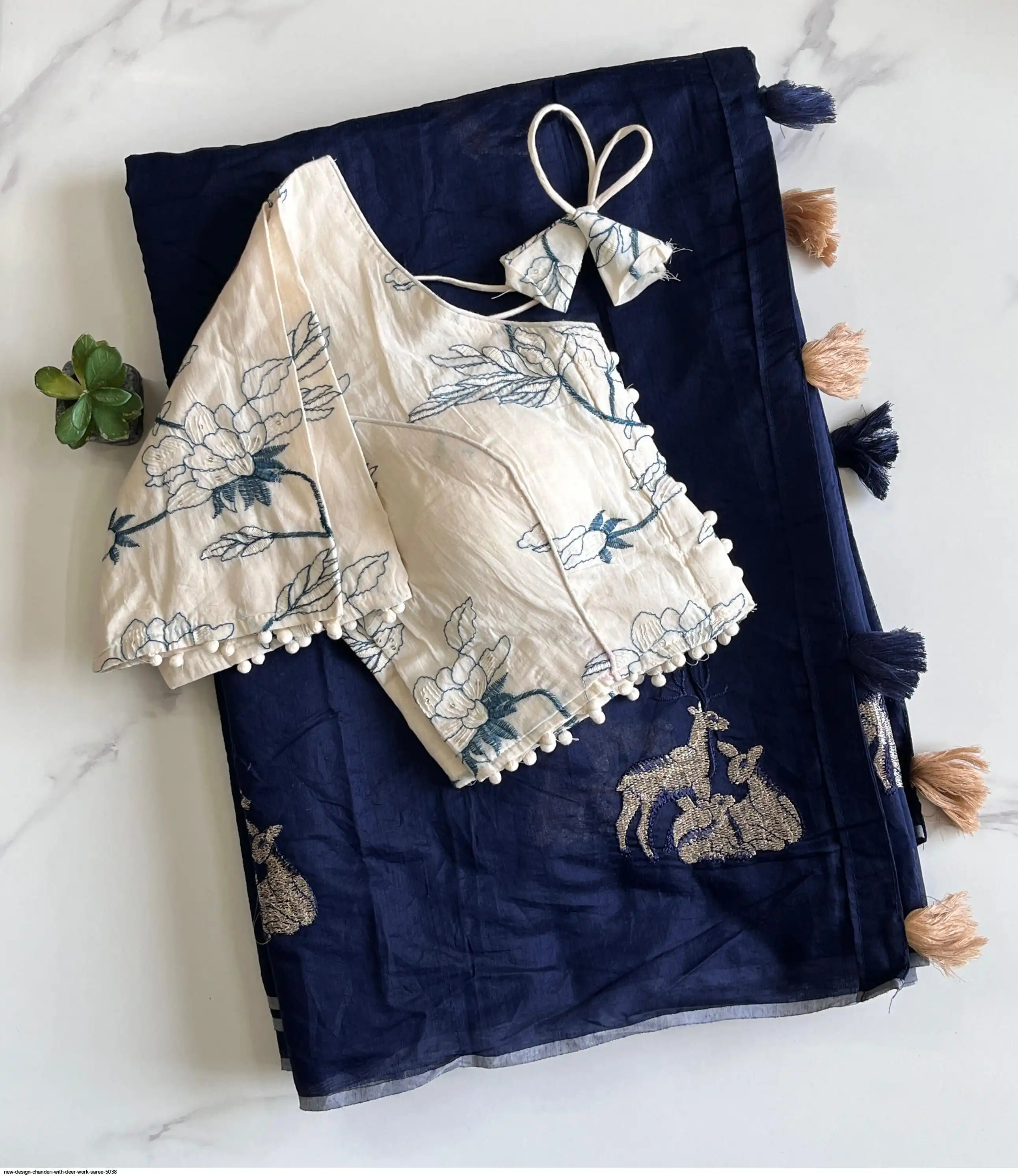 NEW DESIGN CHANDERI WITH DEER WORK SAREE 5038 H