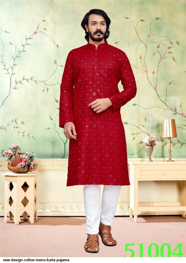 Designer Kurta Pajama Brown Colour in Cotton Fabric.