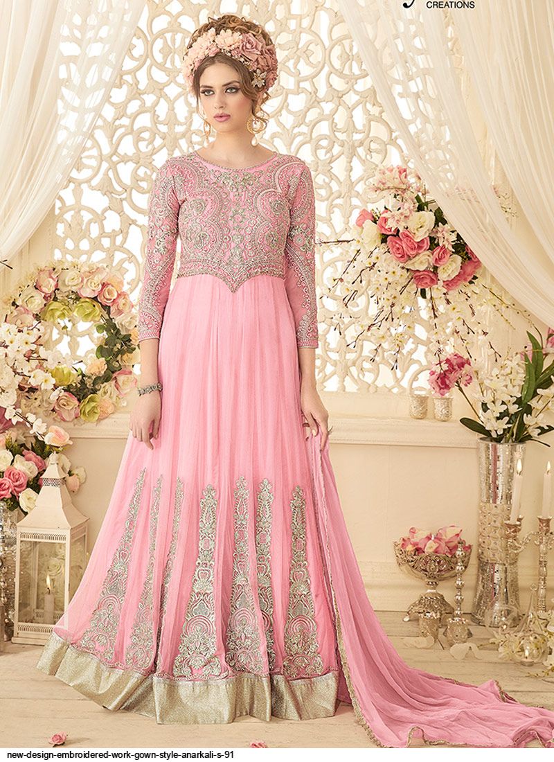 new design Embroidered work Gown Style Anarkali S 91 new design Embroidered work Gown Style Anarkali S 91