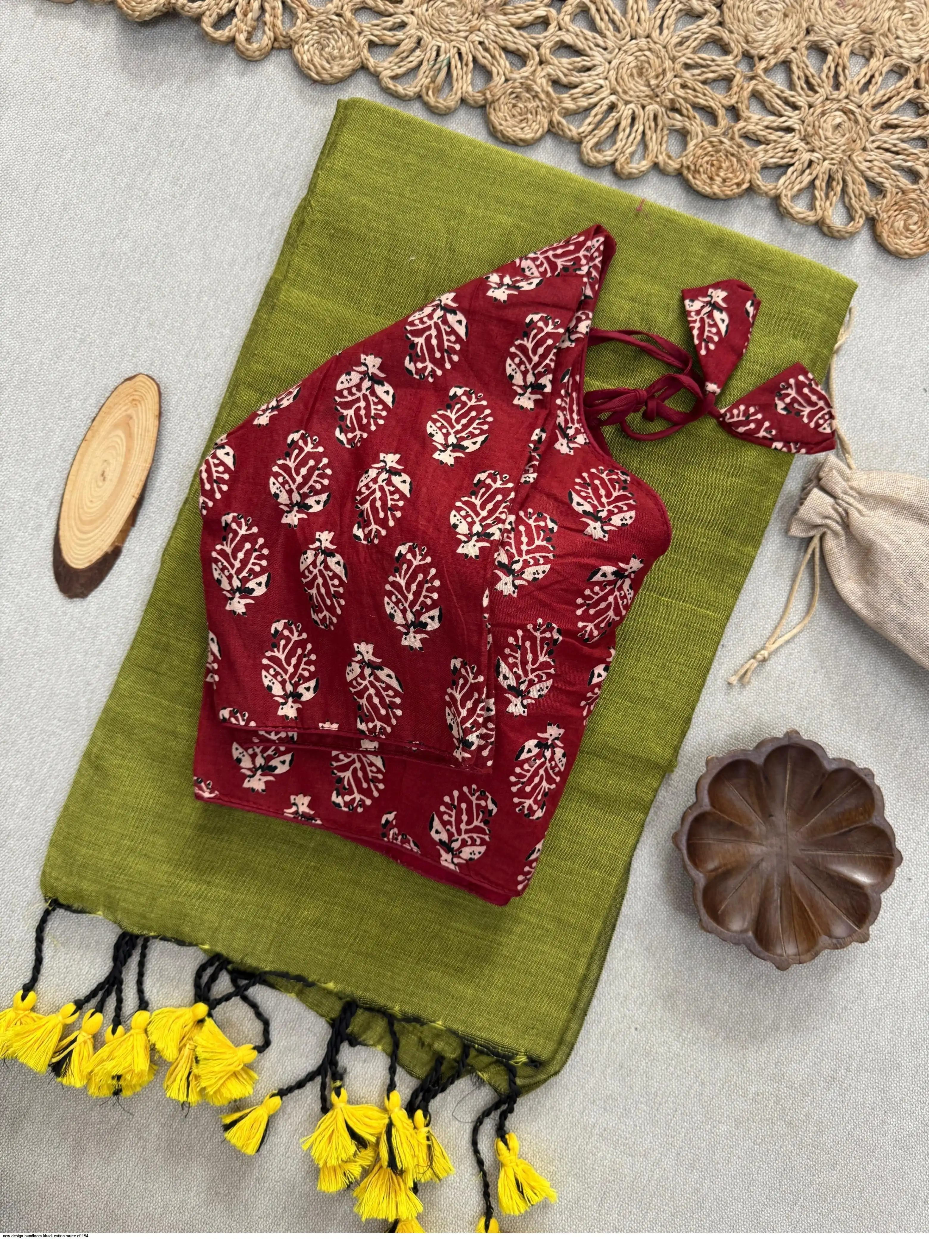 NEW DESIGN HANDLOOM KHADI COTTON SAREE CF 154 I