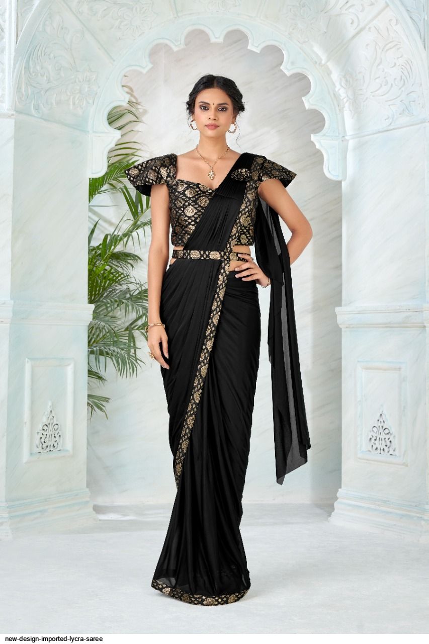 Buy a Black ready to wear saree for farewell On Rutbaa