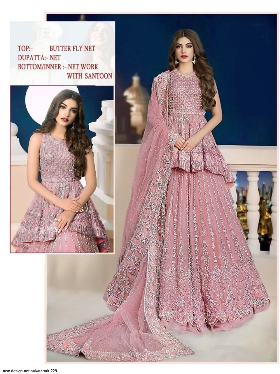 Pink Net Sequins Lehenga Choli buy online : 85319 -