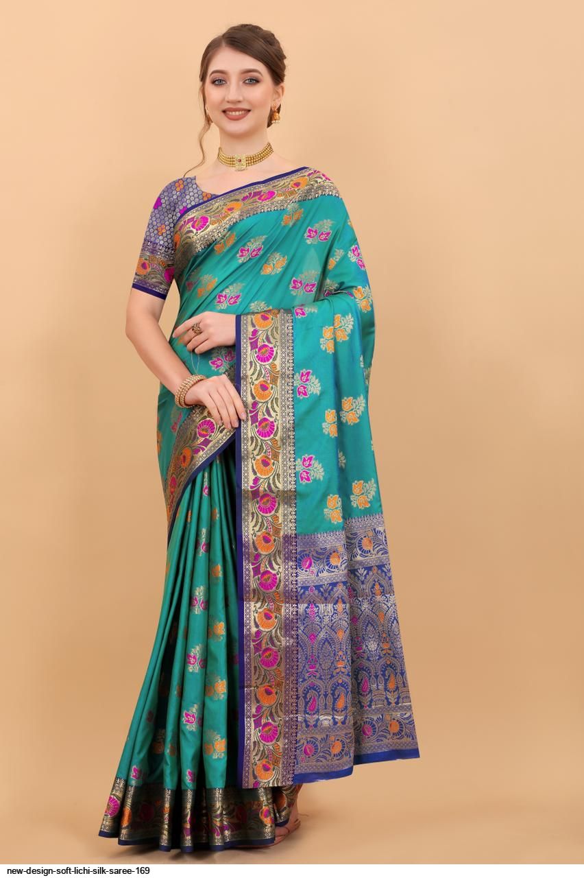 NEW DESIGN SOFT LICHI SILK SAREE 169 A