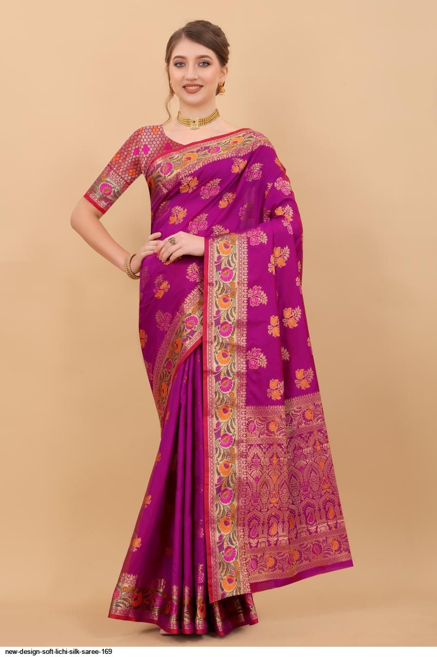 NEW DESIGN SOFT LICHI SILK SAREE 169 D