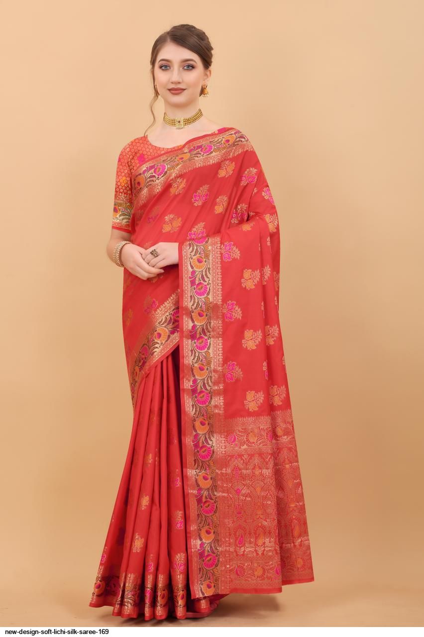 NEW DESIGN SOFT LICHI SILK SAREE 169 B