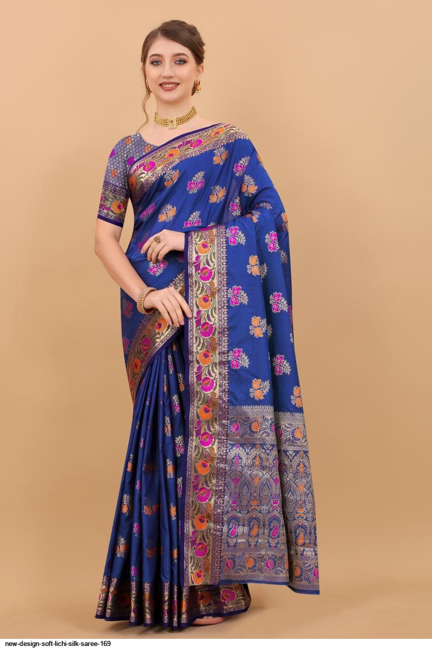 NEW DESIGN SOFT LICHI SILK SAREE 169 C