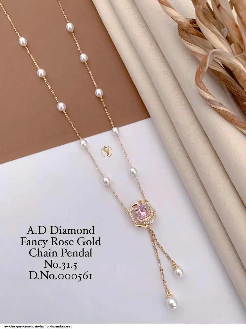NEW DESIGNER AMERICAN DIAMOND PENDANT SET E