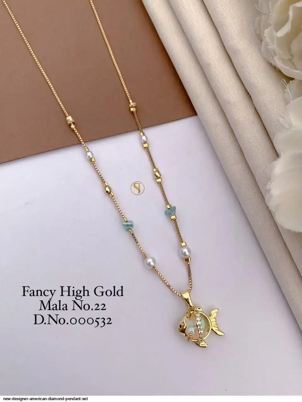 NEW DESIGNER AMERICAN DIAMOND PENDANT SET B