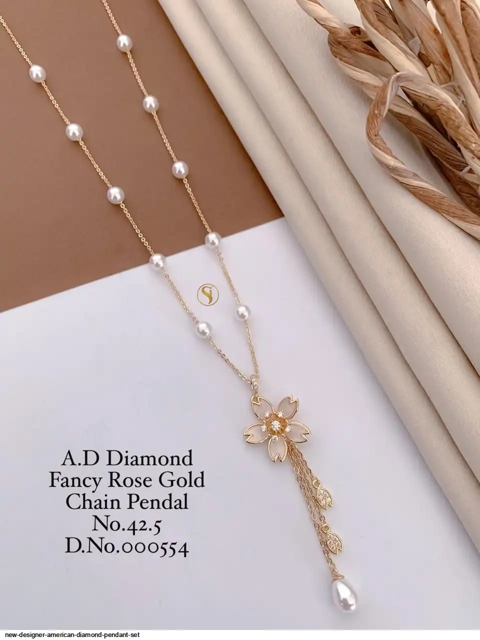 NEW DESIGNER AMERICAN DIAMOND PENDANT SET F