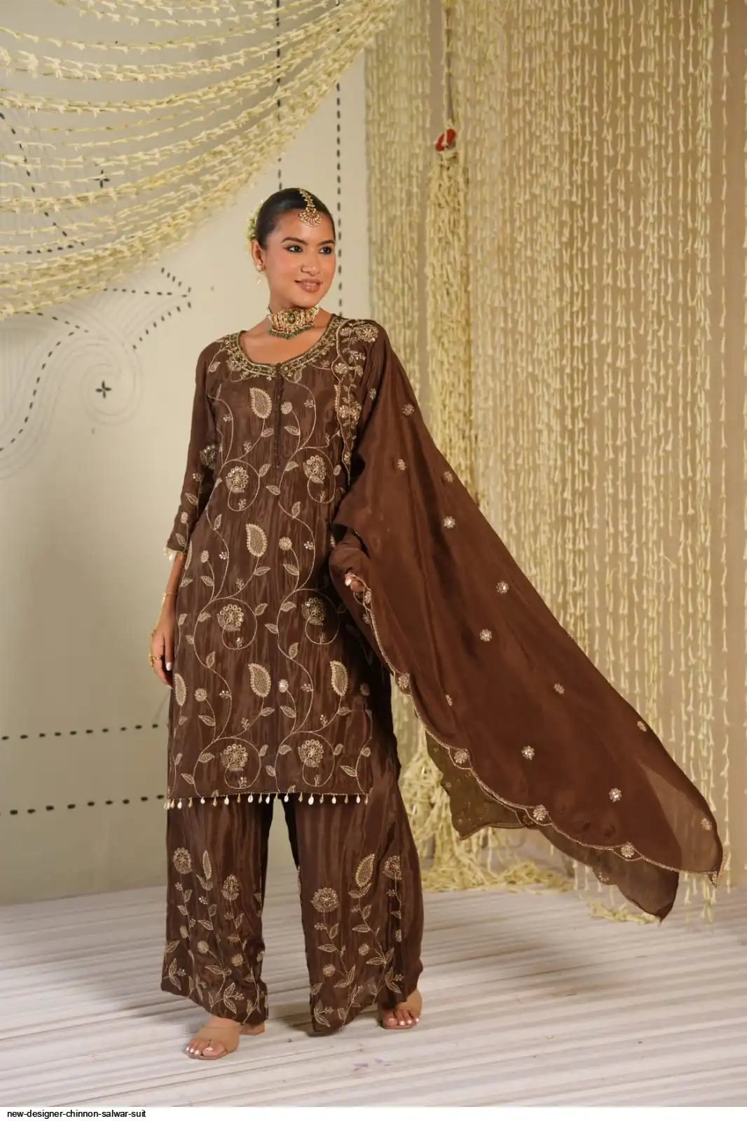 NEW DESIGNER CHINNON SALWAR SUIT A