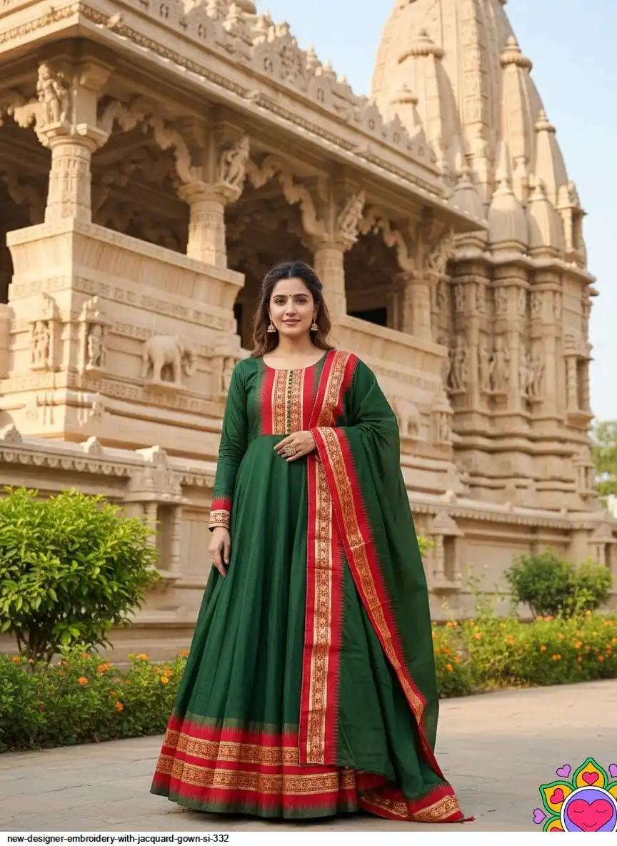 NEW DESIGNER EMBROIDERY WITH JACQUARD GOWN SI 332 B