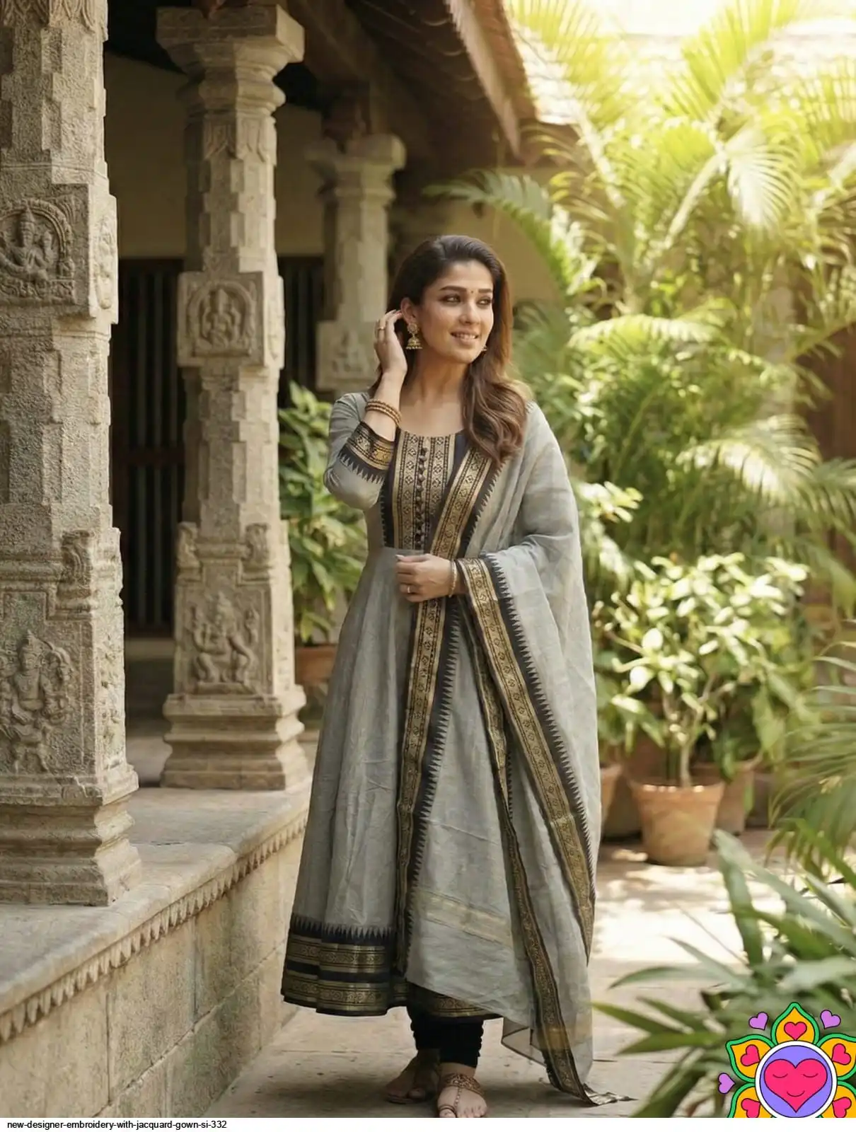 NEW DESIGNER EMBROIDERY WITH JACQUARD GOWN SI 332 E