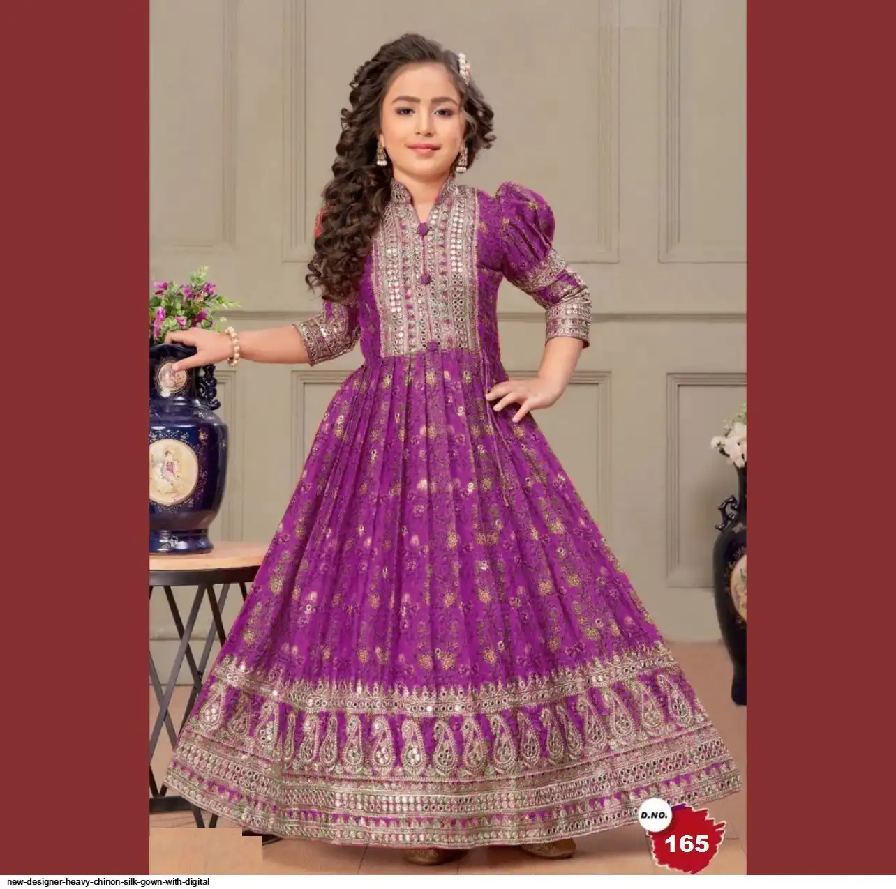 NEW DESIGNER HEAVY CHINON SILK GOWN WITH DIGITAL A