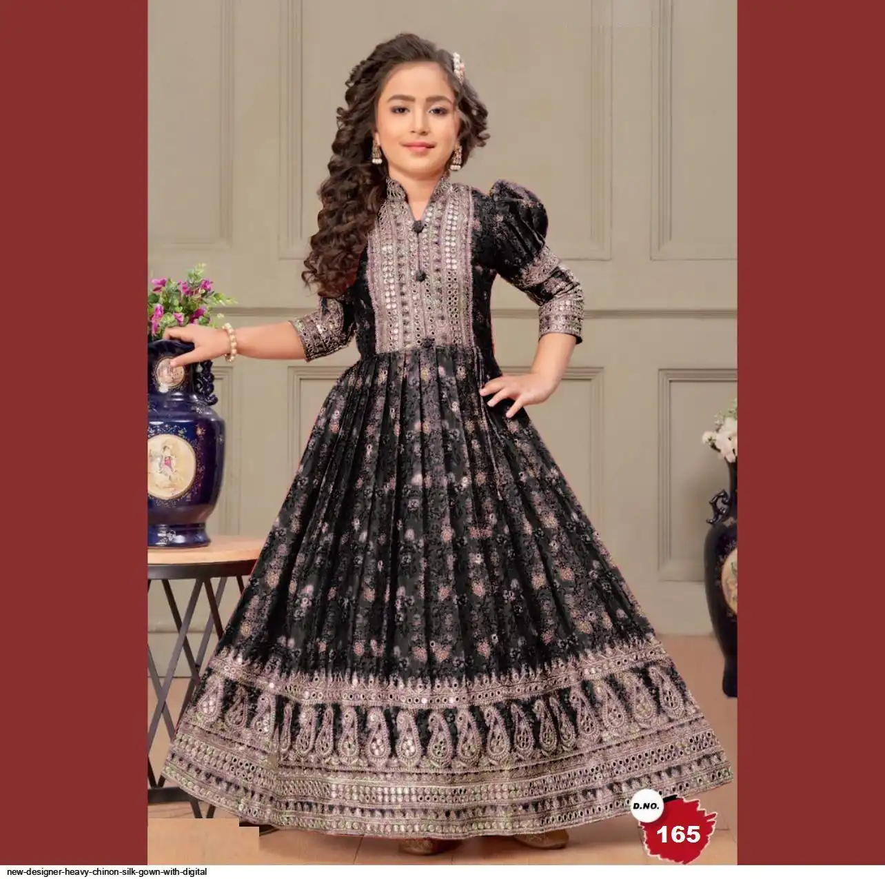 NEW DESIGNER HEAVY CHINON SILK GOWN WITH DIGITAL B
