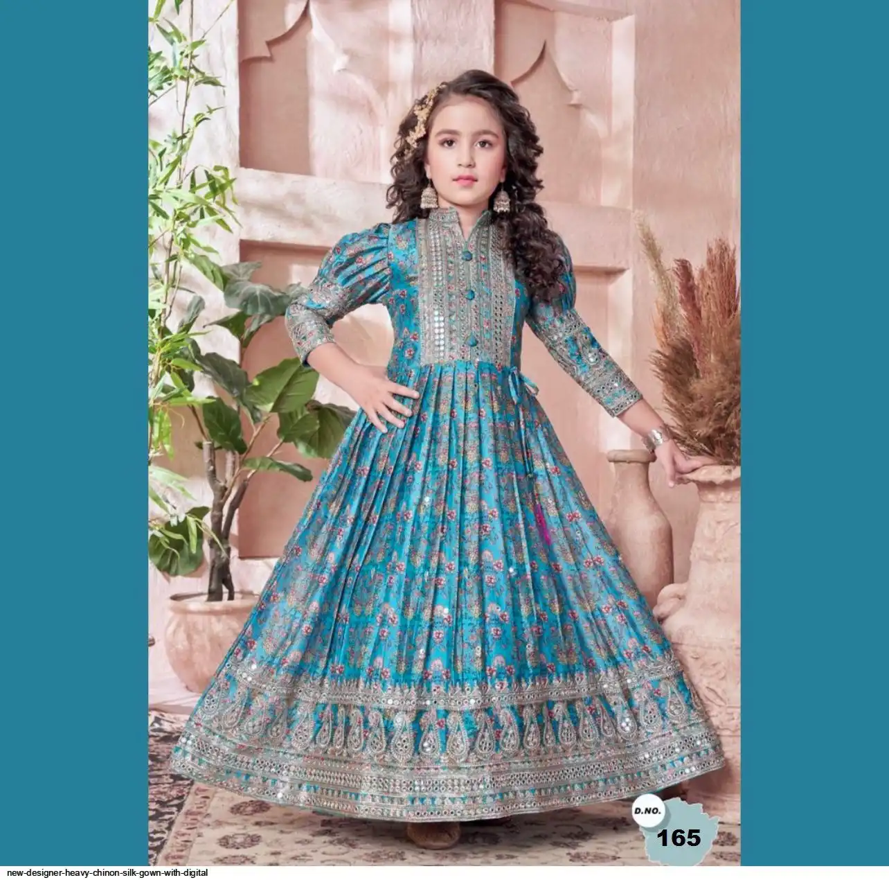NEW DESIGNER HEAVY CHINON SILK GOWN WITH DIGITAL C