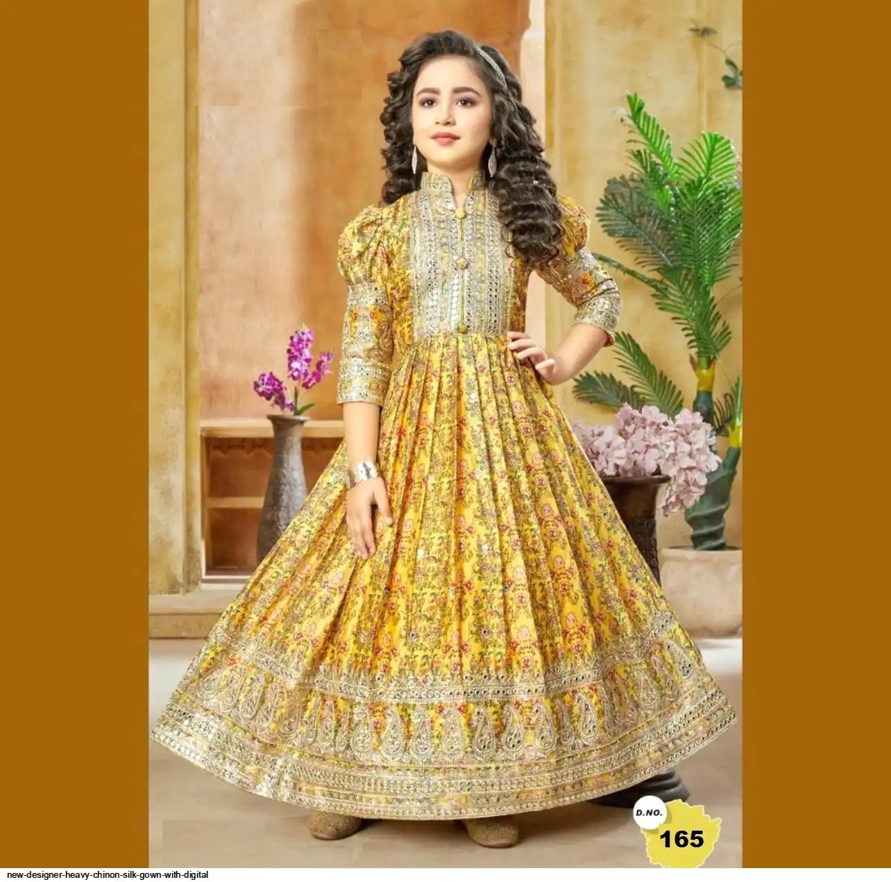 NEW DESIGNER HEAVY CHINON SILK GOWN WITH DIGITAL D