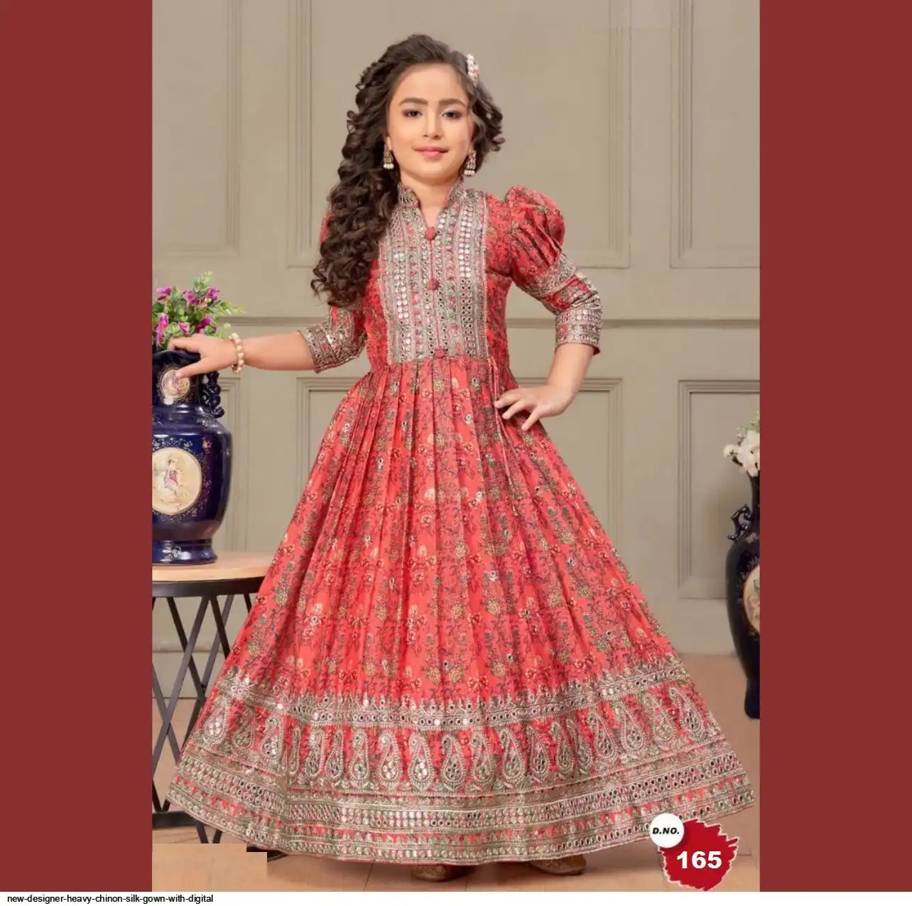 NEW DESIGNER HEAVY CHINON SILK GOWN WITH DIGITAL E