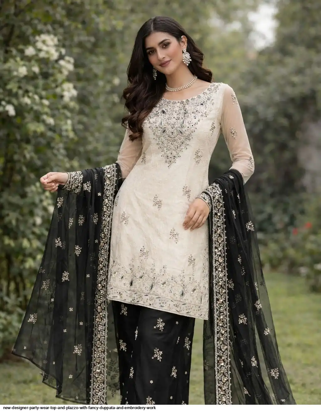 NEW DESIGNER PARTY WEAR TOP AND PLAZZO WITH FANCY DUPPATA AND EMBROIDERY WORK C