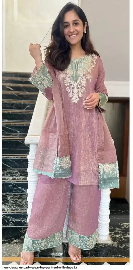 New Designer Party Wear Top Pant Set Wholesale