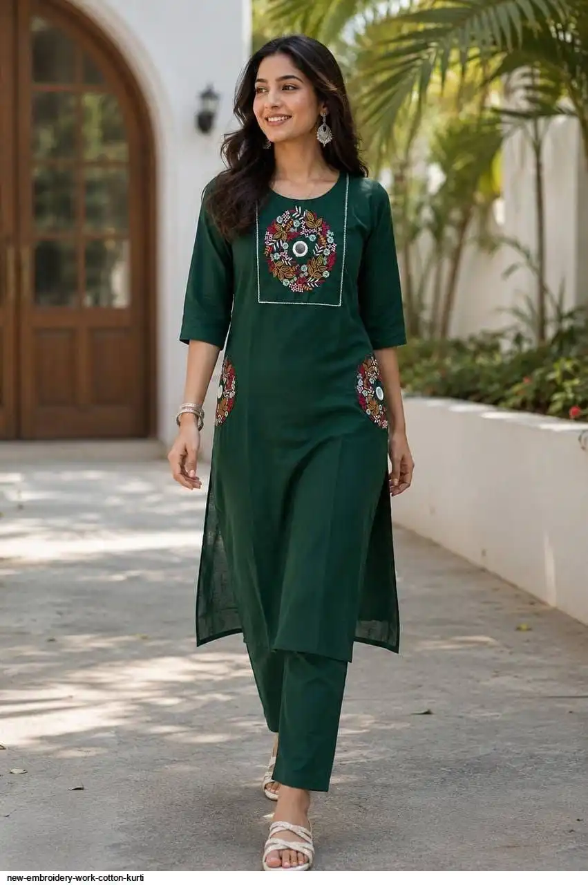 NEW EMBROIDERY WORK COTTON KURTI 1