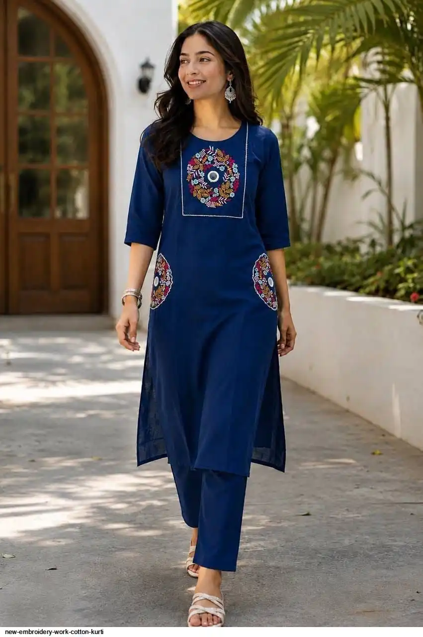 NEW EMBROIDERY WORK COTTON KURTI 2