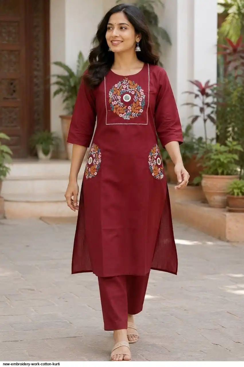 NEW EMBROIDERY WORK COTTON KURTI 3