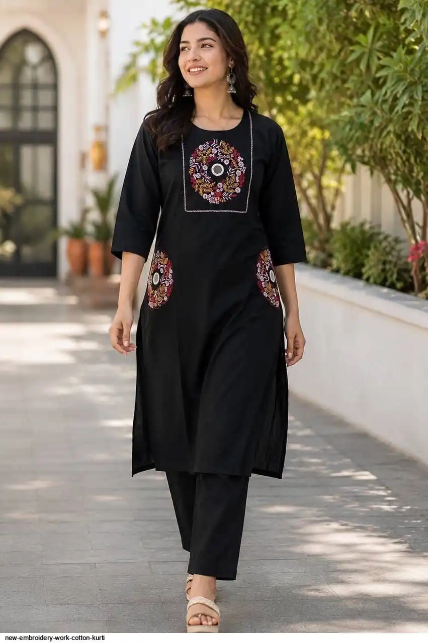 NEW EMBROIDERY WORK COTTON KURTI 4