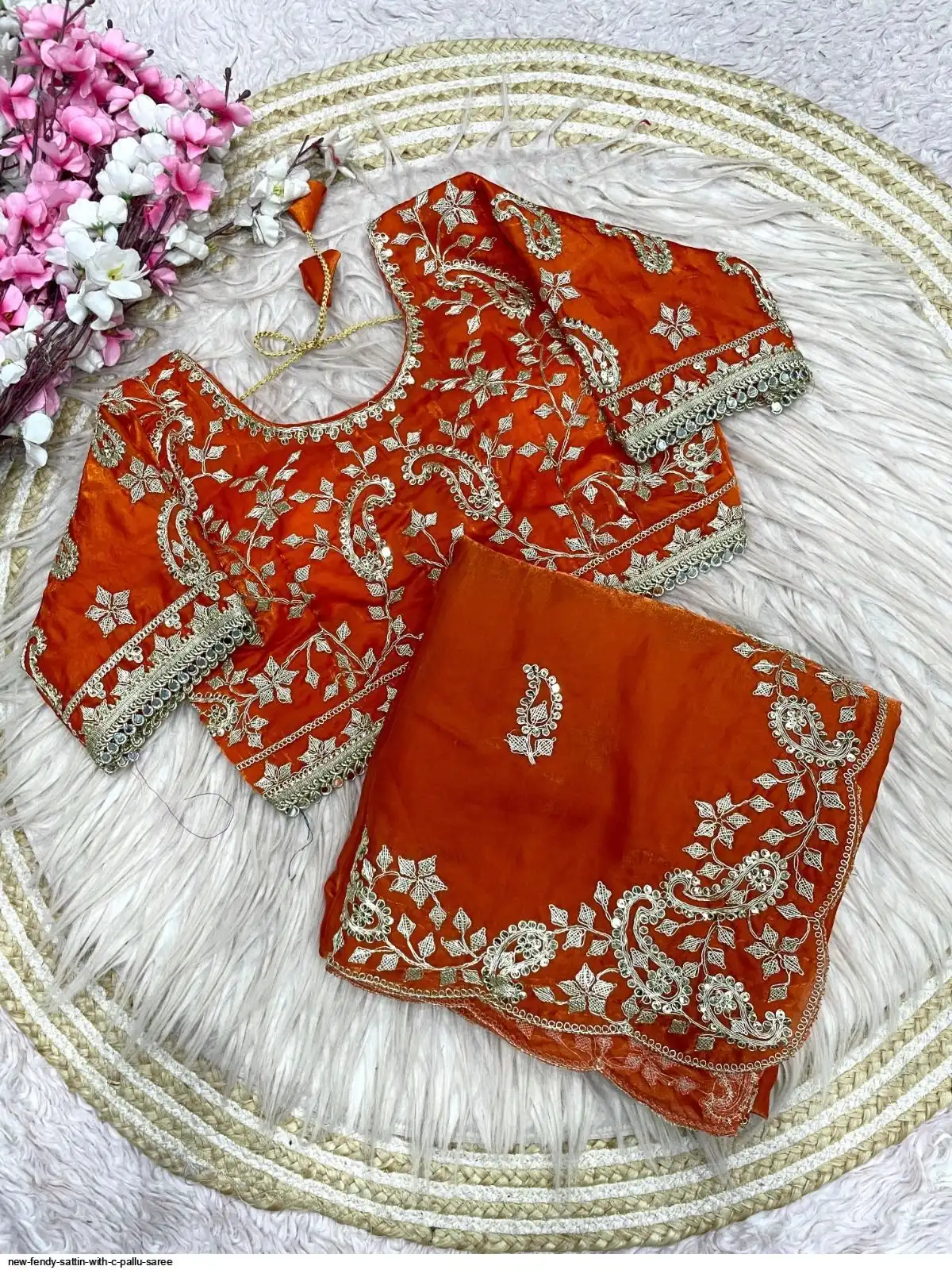 NEW FENDY SATTIN WITH C PALLU SAREE 6