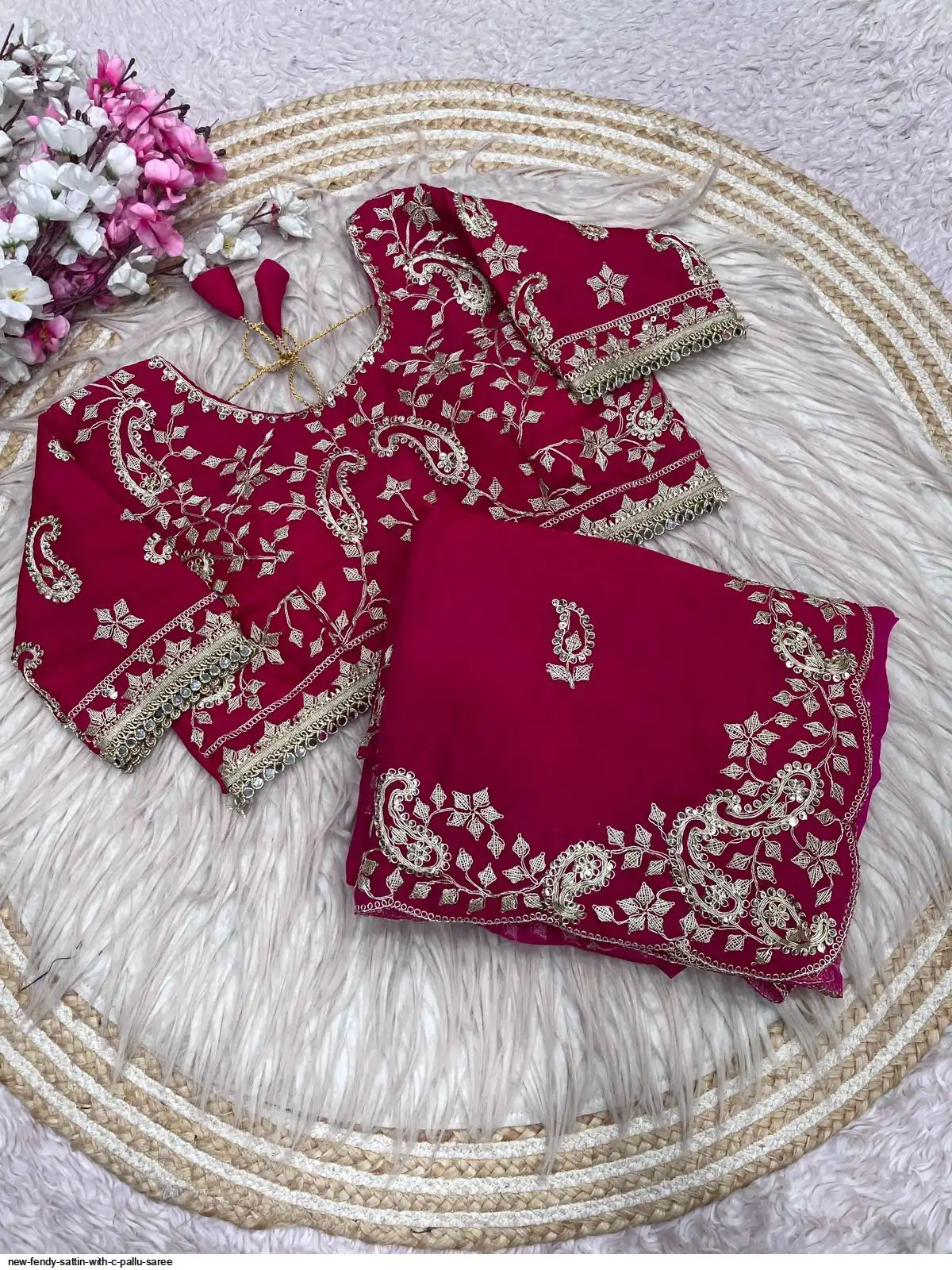 NEW FENDY SATTIN WITH C PALLU SAREE 2