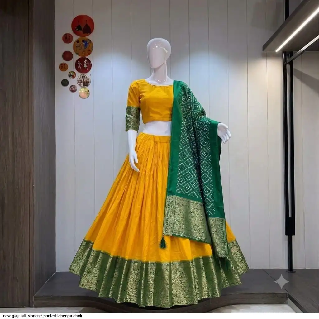 NEW GAJJI SILK VISCOSE PRINTED LEHENGA CHOLI 6