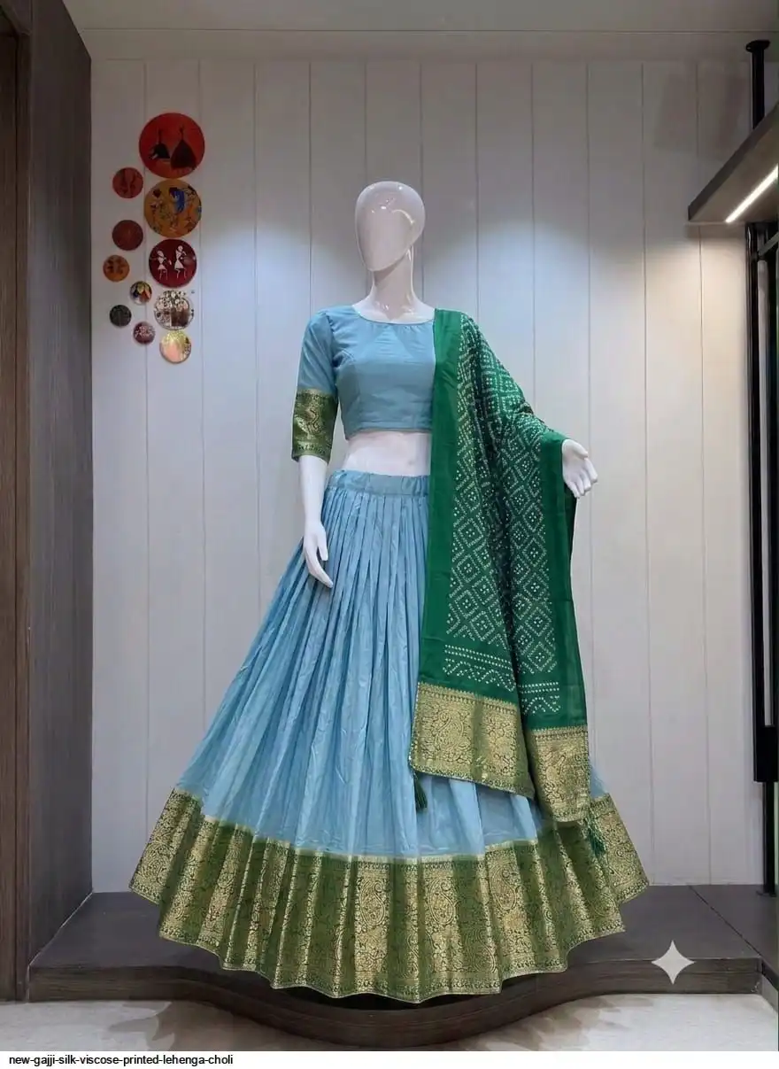 NEW GAJJI SILK VISCOSE PRINTED LEHENGA CHOLI 4