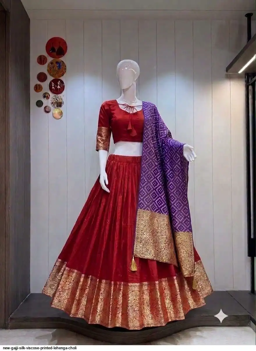 NEW GAJJI SILK VISCOSE PRINTED LEHENGA CHOLI 2