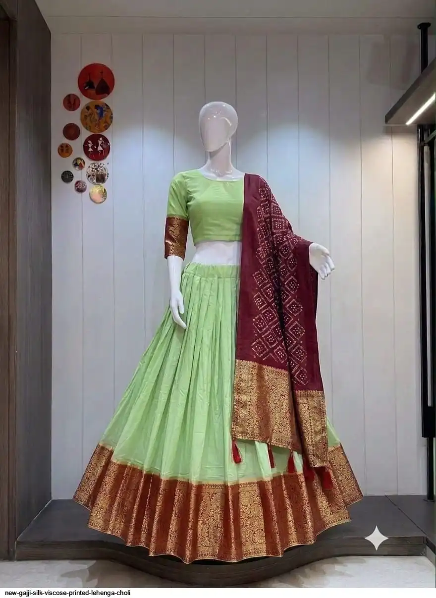 NEW GAJJI SILK VISCOSE PRINTED LEHENGA CHOLI 5