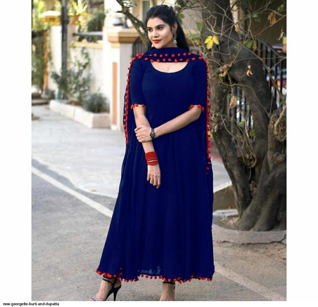 Navy Blue Georgette Kurti for Women