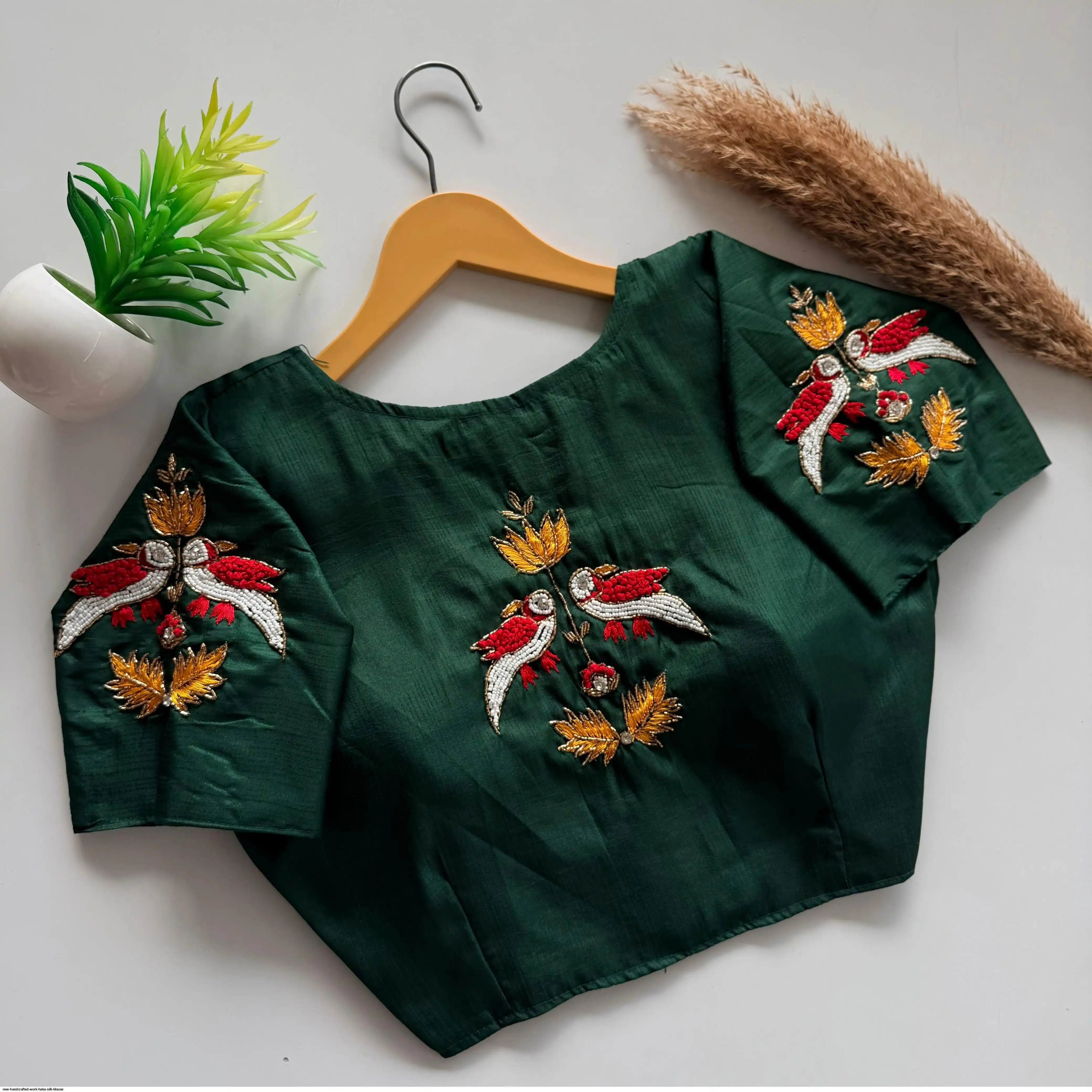 NEW HANDCRAFTED WORK HAKA SILK BLOUSE 1