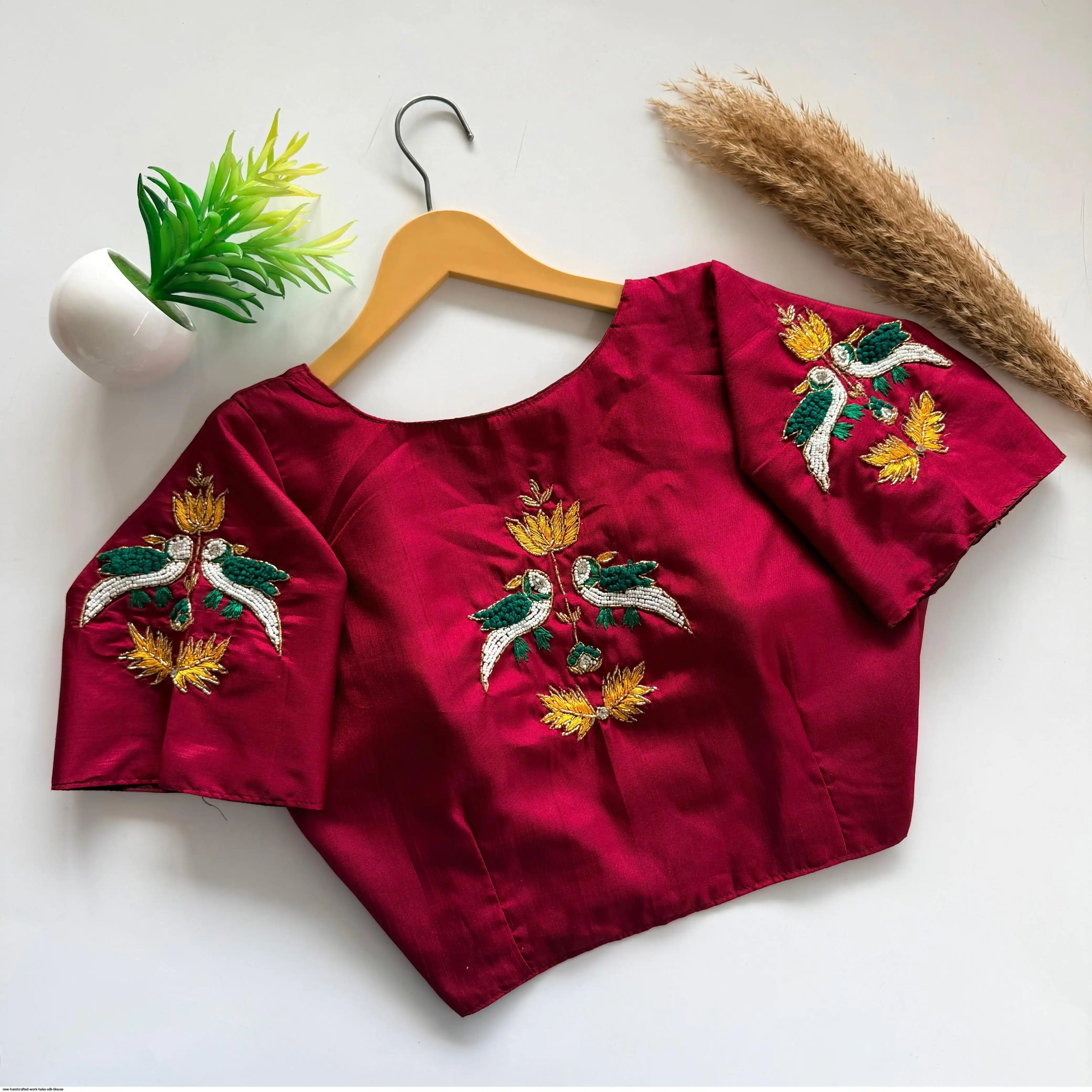 NEW HANDCRAFTED WORK HAKA SILK BLOUSE 4