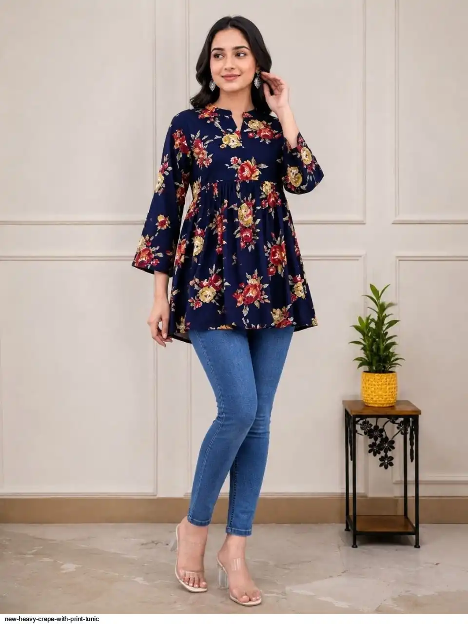NEW HEAVY CREPE WITH PRINT TUNIC A