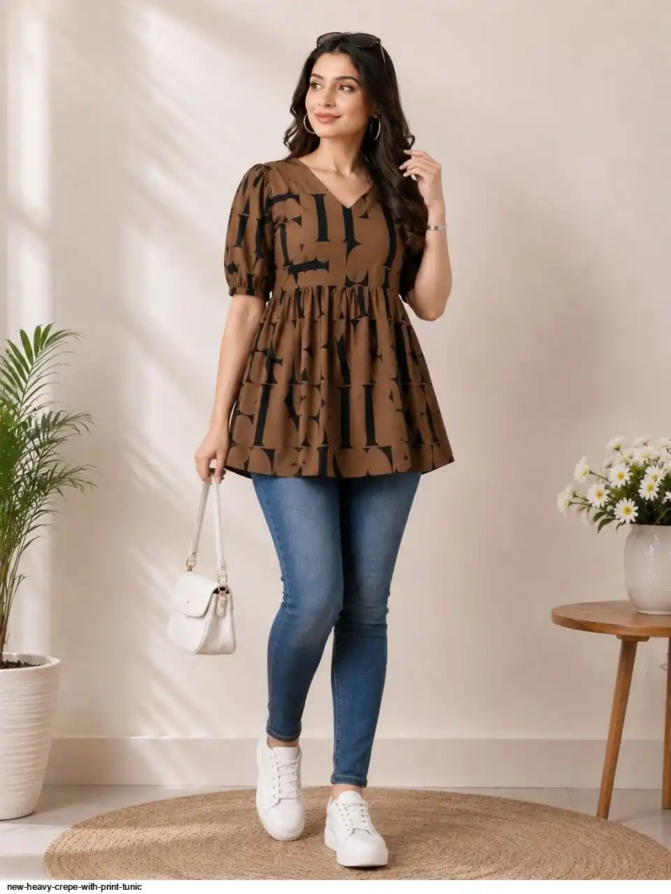 NEW HEAVY CREPE WITH PRINT TUNIC D