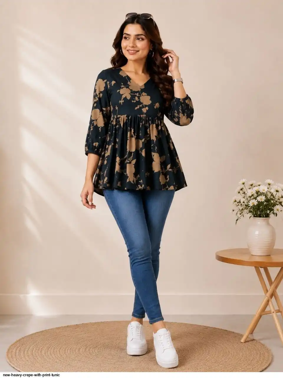 NEW HEAVY CREPE WITH PRINT TUNIC C