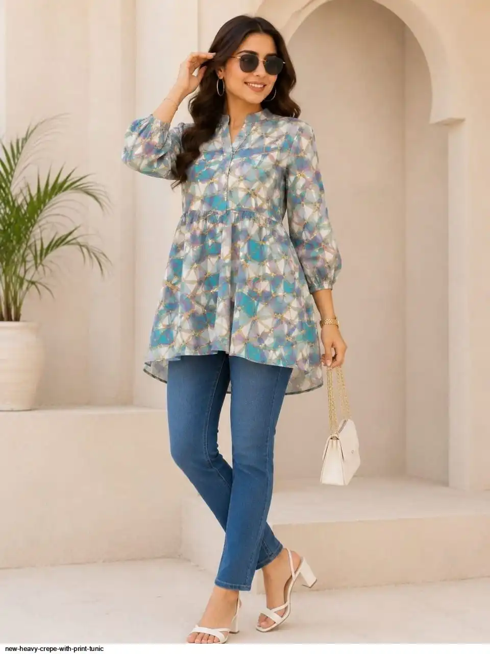 NEW HEAVY CREPE WITH PRINT TUNIC B